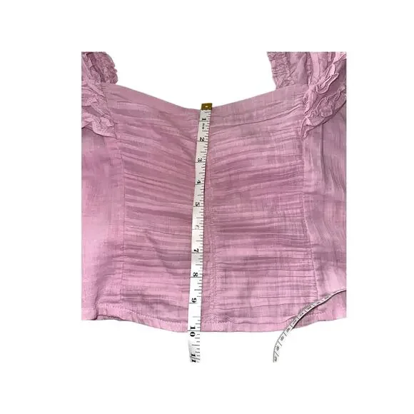 Free People Thank You Very Sweetly Ruffle Crop Top Pink Size Large - Picture 5 of 8